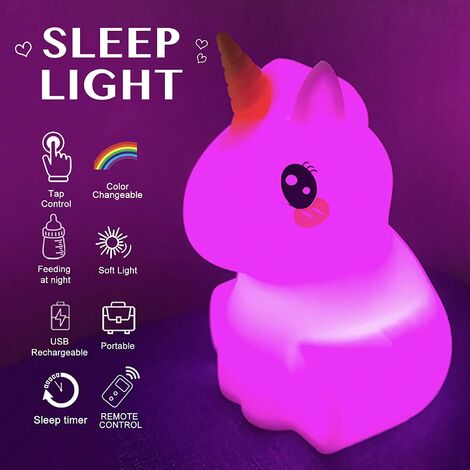 Nursery Night Lights for Kids, Cute Silicone Baby Night Light with Touch Sensor, FANT.LUX Portable and USB Rechargeable Unicorn Nightlight for Childen Large Size