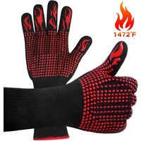 Barbecue Gloves, Heat Resistant Oven Gloves Up to 800 ° C Universal Heat Resistant and Non-slip Oven Gloves BBQ Grill Oven and Kitchen Gloves and Fireplace [1 Pair]
