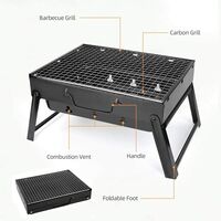 Charcoal BBQ, Portable BBQ Grill Stainless Steel Foldable Barbecue Smoker Grill BBQ Desk Perfect for Camping Picnic Outdoor Garden Party