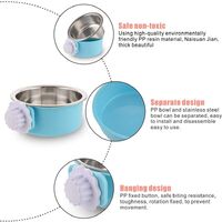 Detachable Stainless Steel Dog Bowl Crate Hanging Pet Bowl Cage Small Water Bowl Feeder Dog Food Cats Rabbits Birdsgreen Pet Supplies