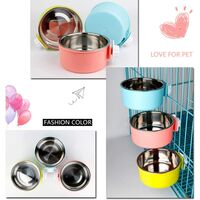 Detachable Stainless Steel Dog Bowl Crate Hanging Pet Bowl Cage Small Water Bowl Feeder Dog Food Cats Rabbits Birdsgreen Pet Supplies