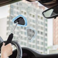 Retractable Car Windshield Cleaning Brush Auto Window Glass Cleaning Brush Tools with Long Handle (New Light Blue)