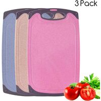 Cutting Boards, Plastic Cutting Board, Set of 3 Colorful Cutting Boards with Non-slip Feet and Juice Groove, Dishwasher Safe and Easy to Clean (3 pcs)