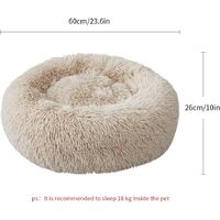 Round Dog and Cat Basket Plush Soft and Comfortable Donut Cat Warm Fluffy Puppy Bed for Winter Sleeping 60cm