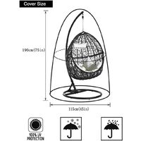 Garden Rattan Wicker Waterproof Hanging Chair Furniture Cover - Egg Protective Cover Chair - 210D Oxford Polyester PVC Cover 230 * 200cm