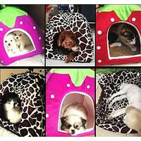 Animal Supplies Dog House Strawberry Printing Cat Rabbit Bed House Kennel Puppy Warm Cushion Basket, XXL
