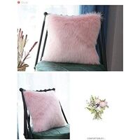 Pink Faux Fur Cushion Cover Deluxe Decorative Sofa Bedroom Bed Super Soft Plush Mongolia Pillow Cover Sofa Car Seat Tent 50X50cm Pack of 1