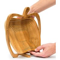 Foldable apple-shaped fruit basket Bamboo Accordion fruit holder Wood HxWxD: 30 x 27 x 22.5 cm, natural
