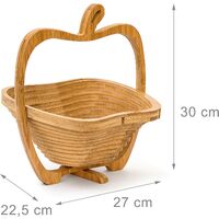 Foldable apple-shaped fruit basket Bamboo Accordion fruit holder Wood HxWxD: 30 x 27 x 22.5 cm, natural