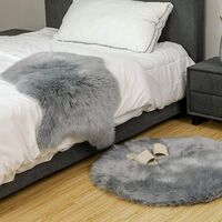 Synthetic Sheepskin, Cozy Feel Like Real Wool Synthetic Fur Rug, Fluffy Soft Longhair Decorative Chair Cushion Sofa Mat (Gray, 60x 120cm)