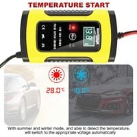 Portable Car Battery Charger 6A 12V Smart Car Battery Maintainer with LCD Screen Multiple Types of Protector Repair for Auto Truck Motorcycle