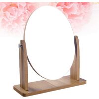 Wooden makeup mirror with HD wood frame (wooden oval)