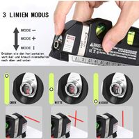 4 in 1 spirit level with crossed lines, 9 inch tape measure, multi-function ruler, small and battery, 45 ° vertical and horizontal, self-leveling tool