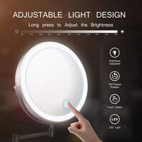 8 Inch Wall Mounted Magnifying Mirror x10, LED Makeup Mirrors with 0.5h Auto Power Off Function, Powered by 4 AAA Batteries (Not Included) Ideal for Bathroom