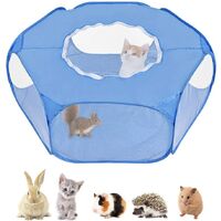 Small Animal Playpen, Transparent Breathable Pet Tent with Top Lid, Fence Foldable Indoor Outdoor Exercise Yard with Auto Open