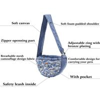 Small Pet Dog Cat Carrier Bag Camouflage Breathable Shoulder Bag Puppy Dog Travel Bag for Small Pets Up to 7kg （Blue）