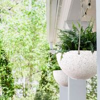 Hanging Planters for Indoor Plants - Flower Pots Outdoor 10 inch Garden Planters and Pots,Speckled White Set of 2