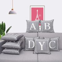 Gray Pillow Cover English Alphabet L Throw Pillow Case Modern Cushion Cover Square Pillowcase Decoration for Sofa Bed Chair Car 18 x 18 Inch