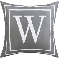 Gray Pillow Cover English Alphabet W Throw Pillow Case Modern Cushion Cover Square Pillowcase Decoration for Sofa Bed Chair Car 18 x 18 Inch
