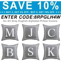 Gray Pillow Cover English Alphabet W Throw Pillow Case Modern Cushion Cover Square Pillowcase Decoration for Sofa Bed Chair Car 18 x 18 Inch