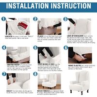 1 Piece Super Stretch Stylish Furniture Cover/Wingback Chair Cover Slipcover Spandex Jacquard Checked Pattern, Super Soft Slipcover Machine Washable/Skid Resistance (Wing Chair, Tooth white)