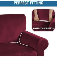 Stretch Velvet Loveseat Covers for 2 Cushion Couch Covers for Living Room Sofa Covers Slipcovers with Non Slip Straps Bottom, Ultra Thick Comfy Velour (Width 58"-72",Red wine)