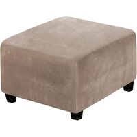 Square Ottoman Covers Ottoman Slipcover Square Footstool Protector Covers Storage Stool Ottoman Covers Stretch with Elastic Bottom, Feature Real Velvet Plush Fabric, Taupe