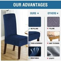 Velvet Dining Chair Covers Stretch Chair Covers for Dining Room Set of 4 Parson Chair Slipcovers Chair Protectors Covers Dining, Soft Thick Solid Velvet Fabric Washable,Navy