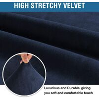 Stretch Velvet Loveseat Covers for 2 Cushion Couch Covers for Living Room Sofa Covers Slipcovers with Non Slip Straps Bottom, Ultra Thick Comfy Velour (Width 58"-72", Navy)
