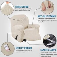 Super Stretch Couch Covers Recliner Covers Recliner Chair Covers Form Fitted Standard/Oversized Power Lift Reclining Slipcovers, Feature Soft Thick Jacquard, natural color, 1 Pack