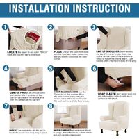 1 Piece Super Stretch Stylish Furniture Cover/Wingback Chair Cover Slipcover Spandex Jacquard Checked Pattern, Super Soft Slipcover Machine Washable/Skid Resistance (Wing Chair, natural color)