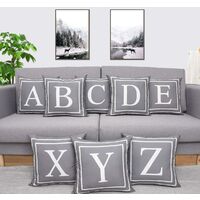 Gray Pillow Cover English Alphabet J Throw Pillow Case Modern Cushion Cover Square Pillowcase Decoration for Sofa Bed Chair Car 18 x 18 Inch