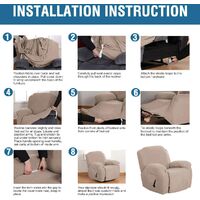 Super Stretch Couch Covers Recliner Covers Recliner Chair Covers Form Fitted Standard/Oversized Power Lift Reclining Slipcovers, Feature Soft Thick Jacquard,Khaki, 1 Pack