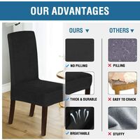 Velvet Dining Chair Covers Stretch Chair Covers for Dining Room Set of 4 Parson Chair Slipcovers Chair Protectors Covers Dining, Soft Thick Solid Velvet Fabric Washable, black