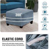 Square Ottoman Covers Ottoman Slipcover Square Footstool Protector Covers Storage Stool Ottoman Covers Stretch with Elastic Bottom, Feature Real Velvet Plush Fabric,Gray blue