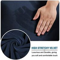 Modern Velvet Plush 4 Piece High Stretch Sofa Slipcover Strap Sofa Cover Furniture Protector Form Fit Luxury Thick Velvet Sofa Cover for 3 Cushion Couch, Machine Washable(Sofa,Navy)