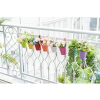 8 Pcs Hanging Flower Pots Metal Iron Bucket Planter for Railing Fence Balcony Garden Home Decoration Flower Holders with Detachable Hooks, color, 4 Inches