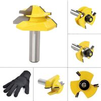Tongue and Groove Router Bit Tool Set 1/2 Inch Shank with 45&deg;Lock Miter Bit 1/2 Inch Shank T Shape Milling Cutter for Doors Tables Shelves DIY Woodworking and More