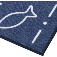2 Pieces Non Slip Kitchen Mat Set Rubber Backing Doormat Runner Rug Set, Fish Shell Design (Navy 15"x47"+15"x23")