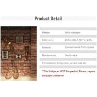Faux Brick Stone Wallpaper Roll 20.8x393 inch Flat 3D Effect Fake Blocks Vintage Home Decoration Multi Countryside Red