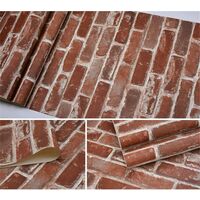 Faux Brick Stone Wallpaper Roll 20.8x393 inch Flat 3D Effect Fake Blocks Vintage Home Decoration Multi Countryside Red
