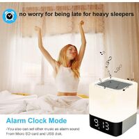 Bluetooth Speaker Night Lights, 5 in 1 Bedside Lamp with Bluetooth Speaker, 12/24H Digital Calendar Alarm Clock, Touch Control &Support TF and SD Card, Music Player, Room Decor.