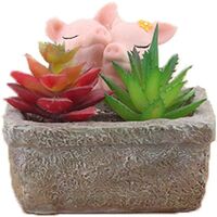 Home Decor Pot, Succulent Planter Flowerpot Decor for Home Office Desk (Couple Pig)