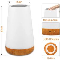 Table lamp touch night light-portable sensor remote control bedside lamp with fast charging USB adjustable warm white light RGB table lamp suitable for bedroom, living room and office (white)