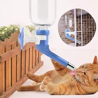 No-Drip Dog Water Dispenser Bottle-Dog Kennel Cage Water Dispenser Water Drinker Kettle for Pets can be Raised and Lowered Drinking Water Feeding Cage Water Bottle for Dogs (Blue)
