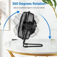 Mini USB Fan, Portable Fan / Table Fan, 360 Degree Rotation, Personal Fan with Metal Bracket, for Office / Home / Travel / Outdoor, black