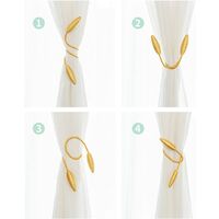 2Pack Curtain Tiebacks Clips/Decorative Rope Holdbacks,Creative Window Drape Twist Tie, Curtain Holders (Gold)