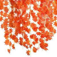 12 Pack 90ft/27.5m Fall Artificial Maple Leaves, Fake Hanging Plant Thanksgiving Decorations, Foliage Leaf Garland Vine for Home Wall Wedding Party Table Halloween Decor