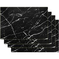 Marble Placemats for Dining Table Waterproof Set of 4 Laether Marble Decor for Kitchen Table Easy to Clean PVC Place Mats for Dinning,Office black