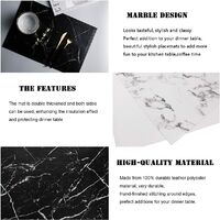 Marble Placemats for Dining Table Waterproof Set of 4 Laether Marble Decor for Kitchen Table Easy to Clean PVC Place Mats for Dinning,Office black